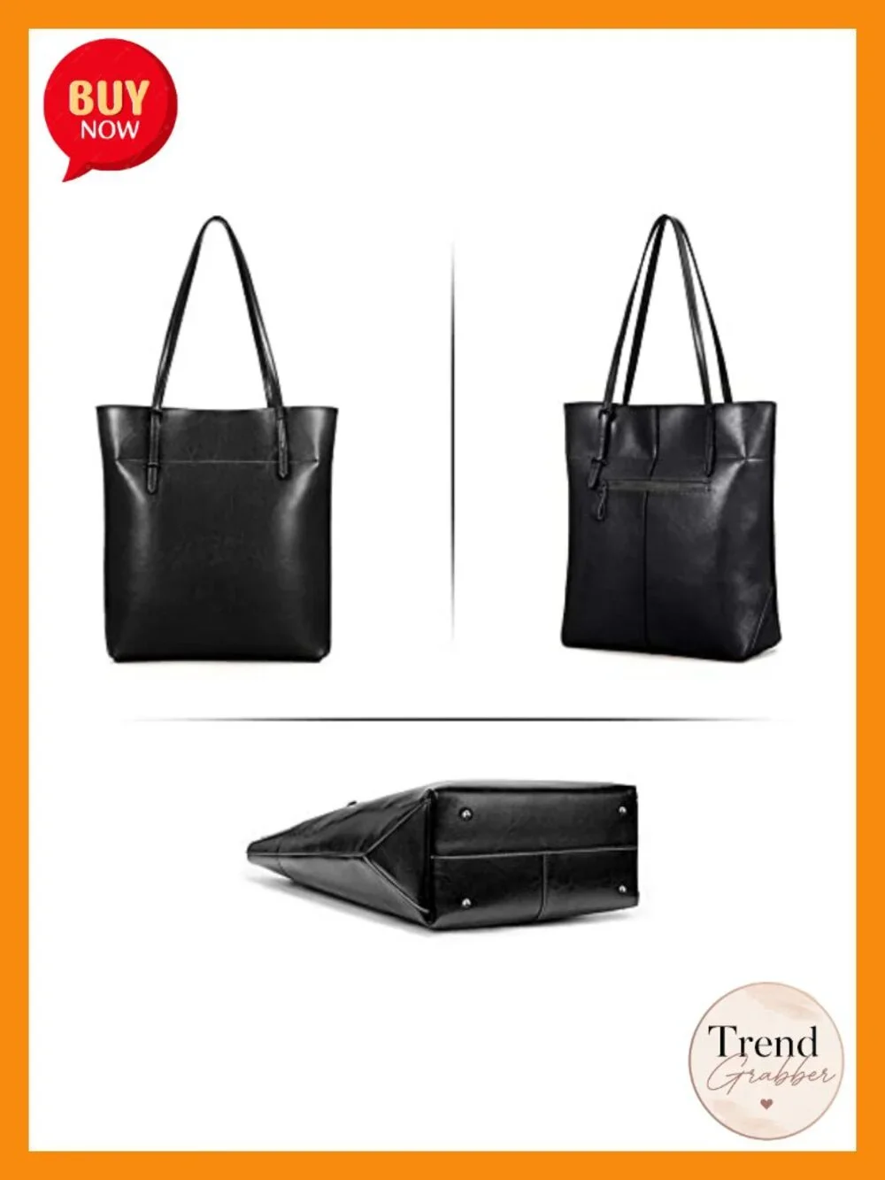 Vintage Genuine Leather Tote Shoulder Handbag with Adjustable Handles